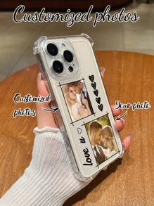 1 Stück personalisiertes Paar-Jahrestags-Portrait/individuell gestaltete transparente sturzsichere Linsen-Schutz Handyhülle, Linse erfüllt personalisierte Anforderungen, kompatibel mit iPhone 16 Pro Max/16 Pro/15 Pro Max/14 Pro Max/13 Pro Max, OPPO A18/A58/23 Ultra/S24 Ultra/A52S, VIVO Y17S, geeignet für den täglichen Gebrauch und als Hochzeitsgeschenk