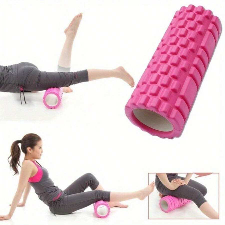 迷你瑜伽滚轴多功能EVA泡沫按摩滚轴 - 中空设计，多密度材质，适用于瑜伽、健身、肌肉放松，粉色/蓝色/黑色/紫色可选