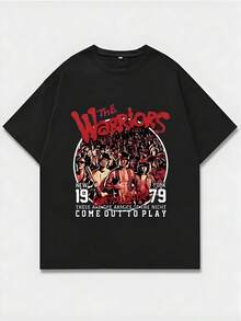 The Warriors Movie Inspired Design,Casual Print,Comfortable And Versatile,Letter Pattern Pure Cotton 220g Printed T-Shirt,Unisex Style - Black - View 1