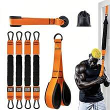 Adjustable Heavy Duty Latex Resistance Bands Set With Door Anchor, Arm Strength Training Workout Equipment, Elastic Resistance Bands Accessories, Gym