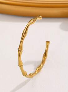 1pc Minimalist Fashionable Metal Polka Dot, Wavy Bamboo Joint Eyes Element Stainless Steel Bracelet For Women, Suitable For Parties And Daily Wear