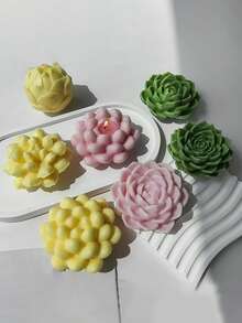 3D Succulent Silicone Mold For Candles And Aromatherapy - DIY Craft & Ceramic Making Tool - White - View 3