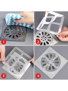 10/50件/套 一次性排水口过滤盖，淋浴排水口毛发收集器，地漏滤网贴纸，网状淋浴排水口盖，洗脸盆毛发塞，自粘式浴室配件浴室工具