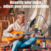 专业音频混音器套件 - 现场声卡音频混音器，配备 DJ 混音效果、带音效的变声器，非常适合播客音频接口、卡拉 OK 会议、现场直播、录音和游戏