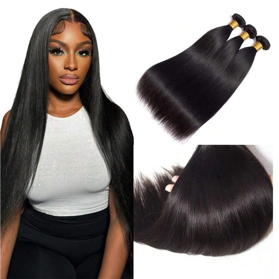 Uveous 30 40 Inch 12A Human Hair Bundles Bone Straight 100% Unprocessed Virgin Human Hair Extensions Brazilian Virgin Human Hair 3 4 Bundles Raw Hair Extensions Natural Color Remy