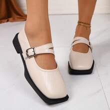 Eleganti ballerine quadrate alla moda, scarpe Mary Jane traspiranti e leggere per donna, scarpe casual piatte per matrimoni, feste, vacanze e ufficio, regalo per signora - Bianco - Visualizzare 3