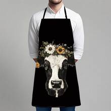 1 szt. Fartuch ze wzorem zwierzęcym, styl wiejski, fartuch kuchenny, fartuch do czyszczenia ogrodu i salonu piękności, fartuch do pielęgnacji zwierząt, fartuch do salonu fryzjerskiego, wystrój domu, wykonany z poliestru skośnego, 2 dostępne rozmiary, artykuły imprezowe do wewnątrz i na zewnątrz, odpowiedni do kuchni domowej i sprzątania na zewnątrz - Wielokolorowe - Zobacz 3