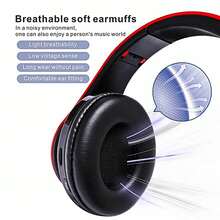 Wireless Headphones With Colorful LED Lights, 2025 New Comfort Foldable Over Ear Headset With Built-In Microphone, SD Card Slot, Active Noise Cancelling, Deep Bass Stereo, Long Standby Time, Gift For Game/Birthday/Valentine's Day/Boy/Girlfriends - 黑色 - 查看 9
