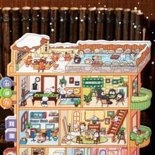DIY 3D House Stickers, Fun DIY Stickers Scene, DIY Stickers Scene Make Your Own Favorite Cabin, For Pass The Time, Perfect For Winter, New Year