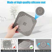 2 pièces/set Couvercle de drain de sol de douche carré de 5,7 pouces, crépine de drain en TPR, bouchon en silicone plat, convient pour les filtres de drain de salle de bain et de cuisine, bouchon de filtre de drain plat avec ventouse (blanc)