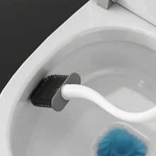 1pc Wall-Mounted Toilet Brush Set/Silicone Toilet Brush With Long Handle For Bathroom Deep Cleaning