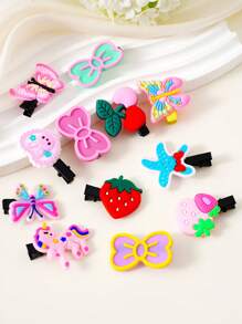 50 pièces de pinces à cheveux en argile souple colorée en forme de nœud papillon, clips de canard mignon et accessoires décoratifs pour cheveux en forme de fraise, convient pour un usage quotidien