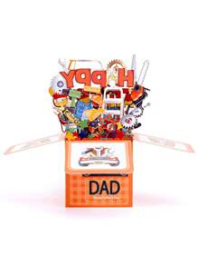 1pc Pop Up Fathers Day Cards For Dad 3D Tool Box Happy Fathers Day Pop Up Gift Card With Envelope For Dad Husband Papa Grandpa From Son Daughter Wife 3D Pop-Up Greeting Cards