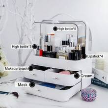 NetHong Large Make-Up Case Cosmetic Skincare Organizer Tabletop Storage Drawers Box Gift Makeup Organizer Back To School - Ivory - View 6