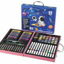 Ensemble de peinture de 88 pièces comprenant des marqueurs de peinture acrylique, des pinceaux, des cercles de peinture. Ensemble de matériel d'apprentissage avec stylos aquarelle