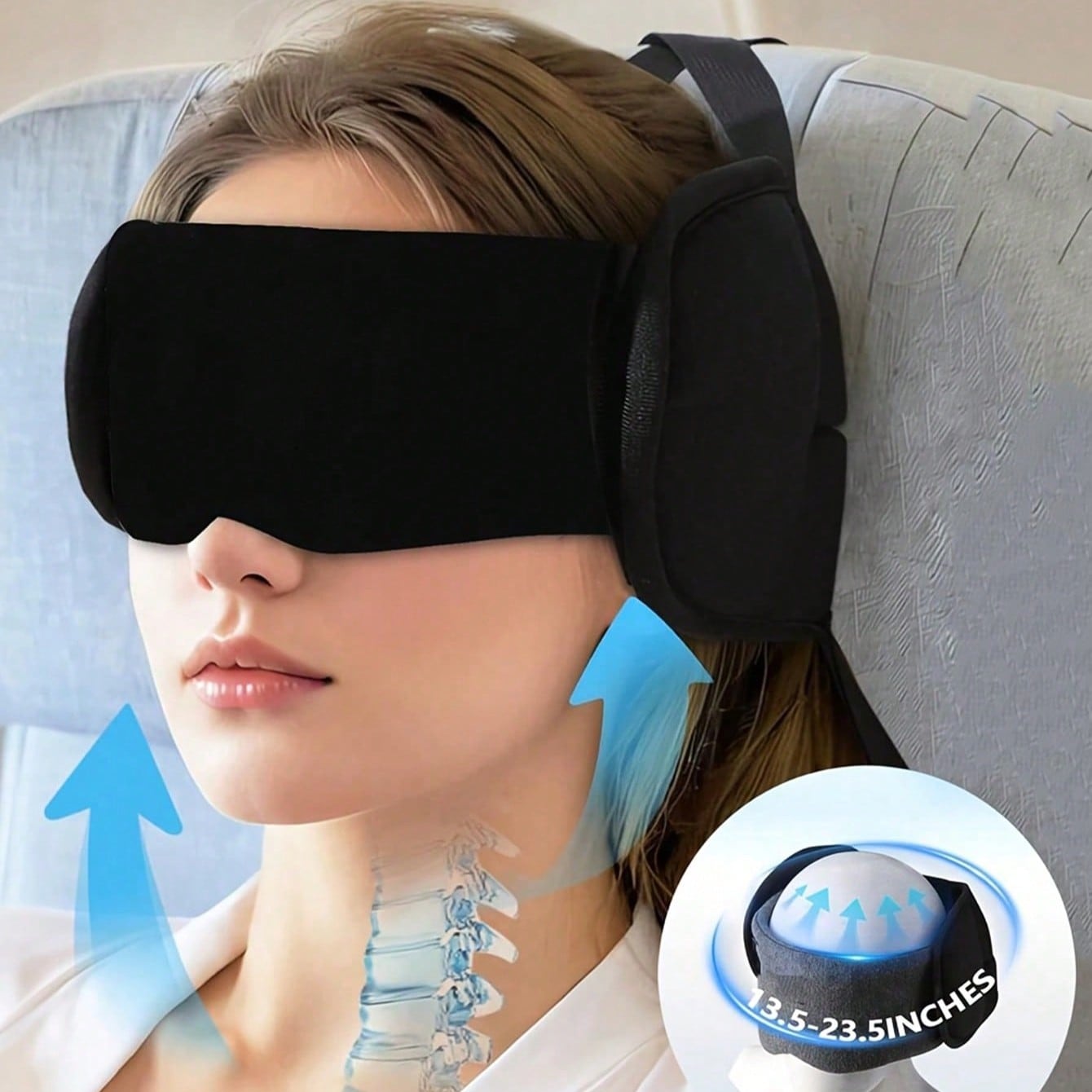 2PCS/SET Travel Head Support Strap,Airplane Neck Pillow Micro Bead Neck Pillow Travel Head Support Neck Pillow For Airplane Strap To Headrest - Comfortable Adjustable Travel Pillow, Travel Pillow & Eye Mask,Easy-To-Attach Headrest Support, Ideal For Airpl