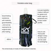2pcs Set Of 450ml Foldable Water Containers. Freezable Food-Safe Storage. Transparent Plastic Collapsible Bottles, Suitable For Camping And Riding - Golden+Red - View 4