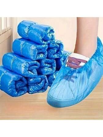 100 piezas Cubrezapatos desechables de plástico - Cubrezapatos protectores duraderos, impermeables y antideslizantes, adecuados para limpieza, viajes y uso en hoteles