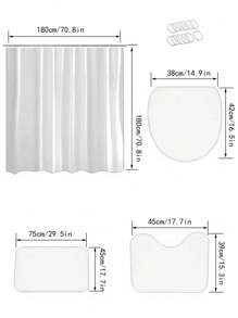 1/4pcs Luxurious Love-Themed Bathroom Set - Slip-Resistant Shower Curtain With A Football Pattern And U-Shaped Seat Cushion, Plus A Pair Of Slip-Resistant Foot Mats That Can Be Given As Gifts (Machine Washable) Room Decor Bathroom Accessories Back To School