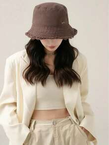 1pc Women's Fashionable Wide Brim Sun Hat, Small Face Flattering, UV Protection, Casual Versatile Bucket Hat For Spring/Summer - Multicolor - View 5