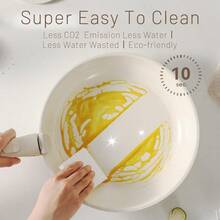 NonToxic Ceramic Cookware Set With Detachable Handle 17 Pcs NonStick Pots And Pans Induction Oven Safe Perfect For RVs Cream White - 17pcsCreamWhiteSet - View 9