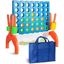 Giant Four In A Row Strategy Game Premium Quality Four In A Row Game For Aged 3 And Up Perfect For Indoor And Outdoor 4 In A Row Fun Family Gatherings And Parties - As Pic - View 1