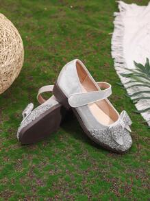 1 Pair Girls Fashionable High Heel Shoes With Bow Decor