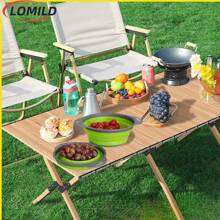 LOMILD - Cesta de drenaje plegable grande/pequeña, Cesta de lavado de frutas y verduras de cocina, Cesta de drenaje redonda de silicona de uso múltiple, Colador para lavar frutas para camping al aire libre, Utensilio de limpieza para comidas al aire libre, Herramienta de cocina para camping