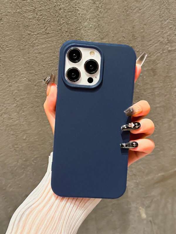 1pc Navy Blue Solid Color TPU Phone Case, Suitable For IPhone 16 Pro Max, 11/12/13/14 Plus, 7/8 Plus, XR/7/8 Plus, 15 Pro Max, Anti-Fall Protective Cover Waterproof Shockproof Scratch Resistant