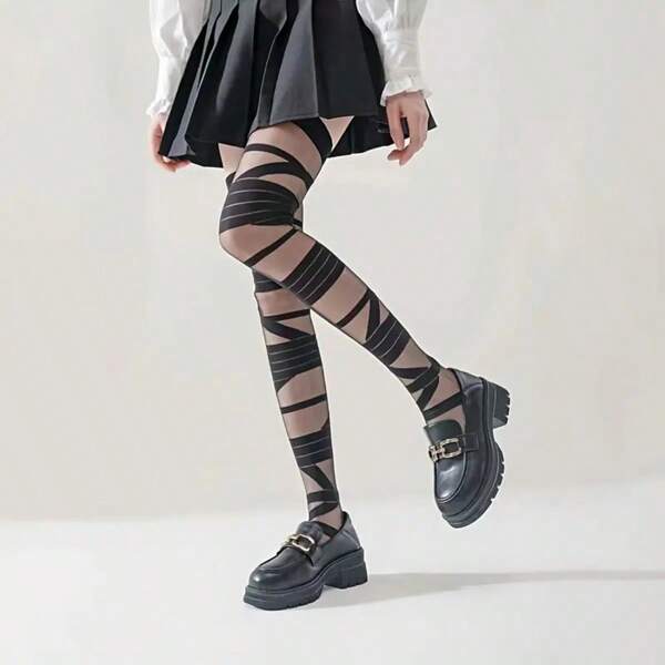 Sexy Lingerie, A Pair/Girly JK Style Black Cross Strappy Over The Knee Socks, JK Style Slim Over The Knee Socks, Women's Stockings And Socks