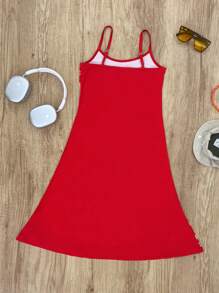 1 pièce Robe à fines bretelles décontractée et confortable pour filles, convient pour les fêtes, les loisirs, les vacances, les sorties, l'été