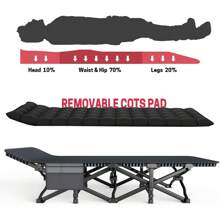 Folding Sleeping Cot For Adults Guest Bed Heavy Duty Portable Cots Camping With Mat, Double Layer 1200D Oxford Cloth, Rated For 880 Lbs