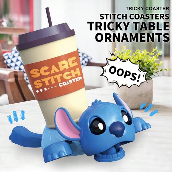 Disney 1pc Disney Stitch Cute & Funny Squeeze Bulging Eyes & Limbs Coaster, Thick Non-Slip Insulated Cup Mat, Creative Toy