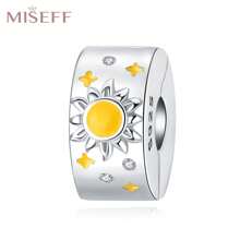 MISEFF 1 Pc Genuine S925 Sterling Silver Charm Synthetic Zirconia Fixed Clip Locator Clasp Pendant Suitable For DIY Bracelet Necklace Luxury Fine Jewelry Making Ladies Birthday Gift For Friends