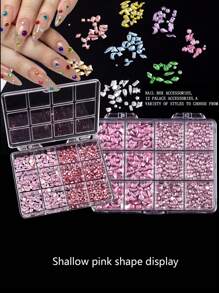 12pcs/Set Mixed Flat Nail Art Rhinestones Decor, Nail Jewels For DIY Nail Jewelry, Phone Case, Cup, Hair Accessories, Face Gems