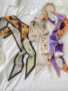 6pcs/Set Women's Retro Floral, Sunflower & Ditsy Print Scarves & Hair Bands, Casual Elegant Versatile Daily, Dating & Gift Accessories Headband Turban Headband Sweatband, Hairband Fall Winter Hair Accessories For Women For Vacation Outfits Woman - Multicolor - View 3