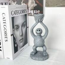 1pc Hand-Held Altar Abstract Statue Candle Holder, Suitable For Living Room And Bedroom Decoration, European Style Art Resin Crafts, A Nice Gift