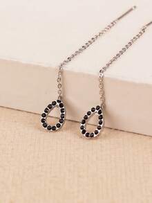 1对时尚简约水滴长耳环，流苏耳环，优雅个性的耳环，满满的水钻水滴，适合女性日常佩戴