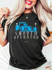 100% Cotton Carlos Sainz Smooth Operator Williams Racing Shirt, Unisex T-Shirt, Racing, Gift, Sainz Shirt, Comfort Tee, Loose Type Shirt For Women, Perfect For Holiday Parties Or Gift Giving, Soft And Comfortable Summer T-Shirt For Women Modern Genderless Tops,Slogan Print T-Ghirt,Unisex Cotton Tee - Black - View 1