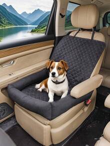 1 pièce Coussin de siège de voiture en polyester pour animal de compagnie, lit de voyage imperméable pour petit animal de compagnie pour voiture, s'adapte au siège passager avant, convient aux petits animaux de compagnie pour les voyages et la protection en extérieur - Multicolore - Voir 1