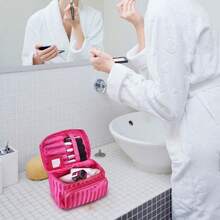 SUPTREE Makeup Bag Travel Cases Cosmetic Bag With Handle For Women Men Travel Organizers Pink - Pink - View 7