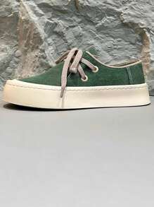 Men's Fashion Lace-Up Thick Sole Sneakers, High Elasticity & Comfort, Anti-Slip Casual Shoes Suitable For Daily And Outdoor Activities, Minimalist Style, Versatile