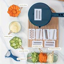 1pc 12-In-1 Multifunctional Vegetable Chopper - Manual Slicer, Dicer, Grater For Potatoes, Carrots, Radishes - Easy Clean Kitchen Tool, Suitable For Home & Restaurant Use, Made Of PP Material
