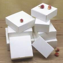 10 Pieces/Lot Kraft Gift Paper Box Multi Size White Paper Cardboard 2 Color Option - 白色 - 查看 5
