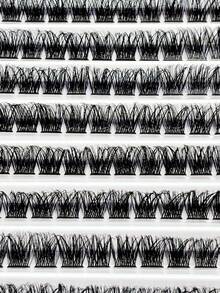 10 排 120 簇睫毛，全卷翘睫毛，单长 DIY 假睫毛自然外观睫毛簇，睫毛簇，单根睫毛，睫毛，假睫毛 - 黑色 - 查看 2