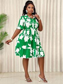 BIUBIU Plus Size Loose Summer Casual Dress (Floral Pattern Randomly Picked)