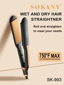 SOKANY Ceramic Hair Straightener, 3-In-1, Wet & Dry Use, 4 Speed Settings, Up To 750°C, PTC Fast Heating, 360° Rotation. Suitable For Home And Salon. - UK Plug(220-240V) - View 1