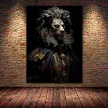 1pc Wall Arts Posters Animals Victorian Vintage Animal Portrait Art Poster And Print Home Decor Black Cat Lion Rabbit Raven Wall Art Canvas Painting Optional Frame Animals