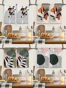 2 Pcs Bohemian Style Ultra Soft Dish Towels, Made Of Polyester, Woven Design Suitable For Kitchen, Modern Farmhouse Decor, Neighbor Gift, Cleaning Supplies, Kitchen Decor - Black and White - View 2