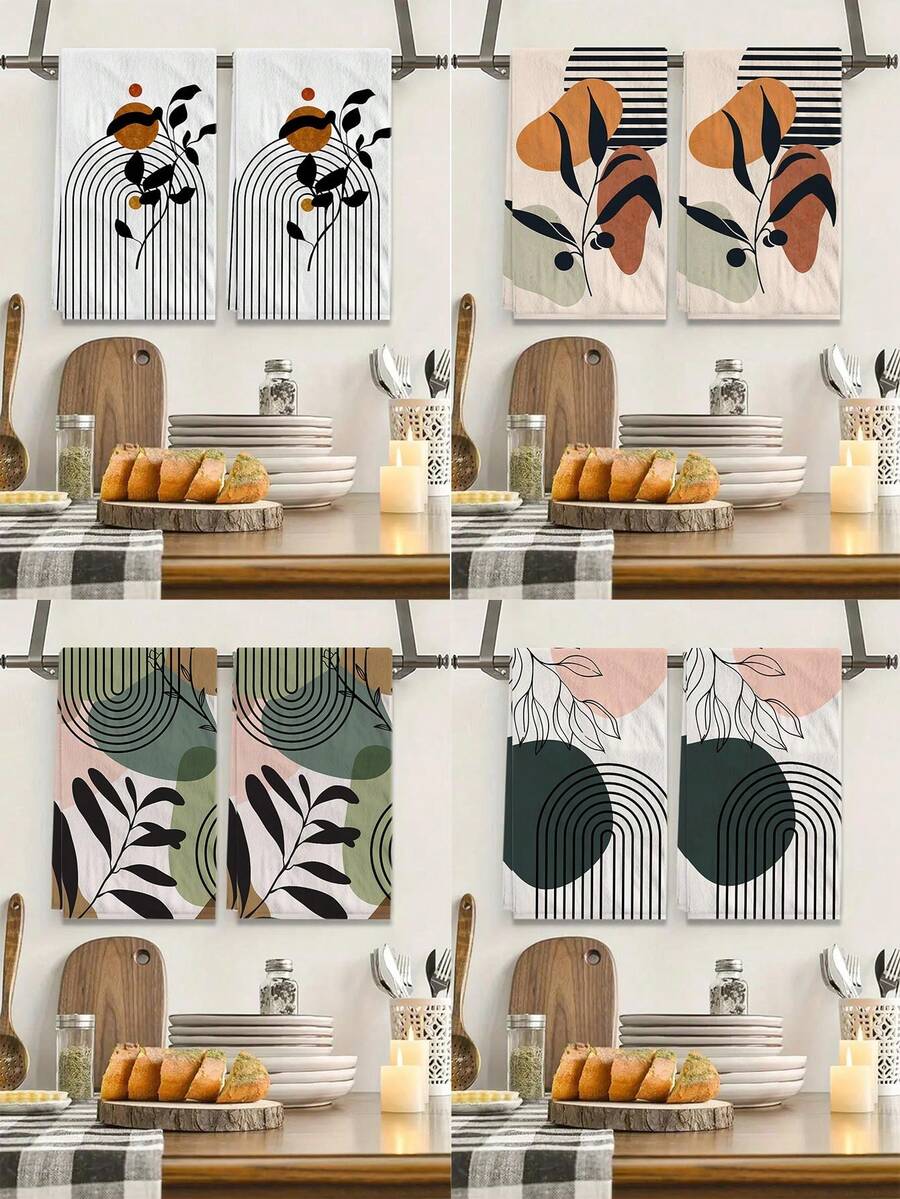 2 Pcs Bohemian Style Ultra Soft Dish Towels, Made Of Polyester, Woven Design Suitable For Kitchen, Modern Farmhouse Decor, Neighbor Gift, Cleaning Supplies, Kitchen Decor